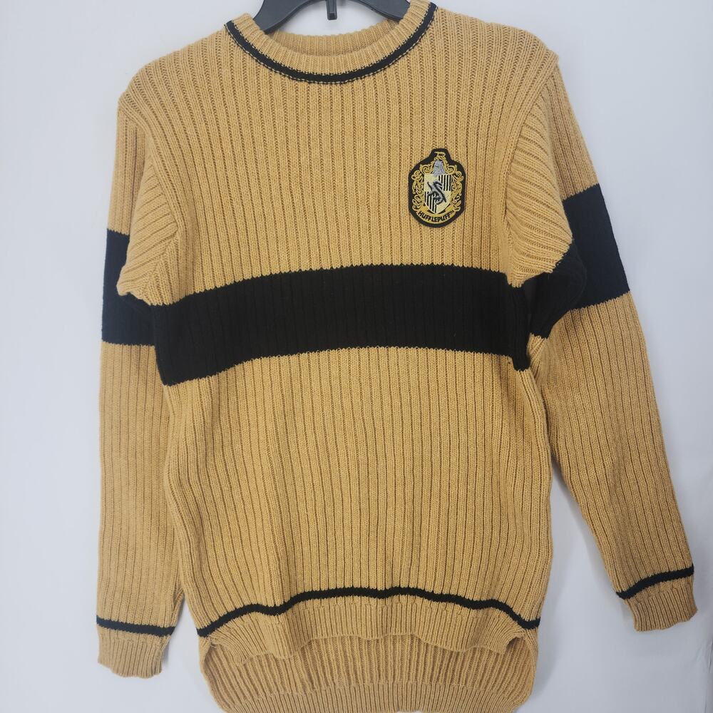 Harry Potter Hufflepuff Knit Sweater Gold Black Stripe M Wizarding World